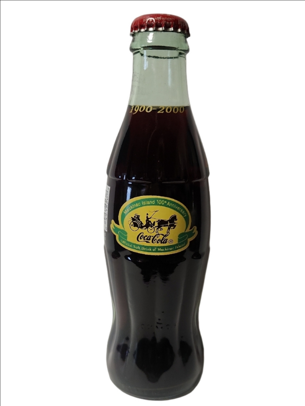 Coca-Cola Commemorative 1900-2000 Bottle with Red Cap and Green Neck